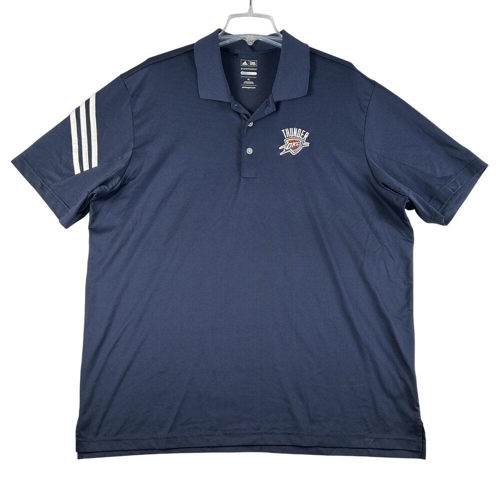 Oklahoma City Thunder Polo Shirt Mens XL Blue NBA Basketball Adidas Puremotion